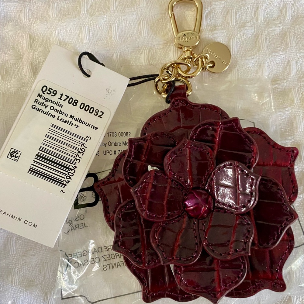 NEW Brahmin Set of 5 Bag Charm Bundle Magnolia Melbourne Leather Key Fob Chain - Picture 5 of 7